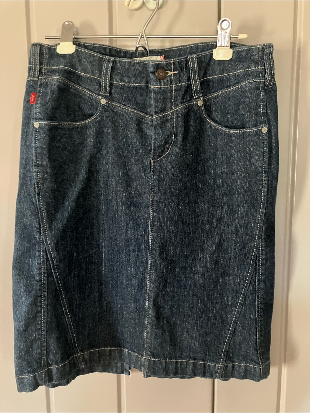 Levi's Dark Blue Denim Skirt with Red Tab
